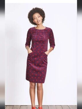 Boden Christina Cord Dress 6 Corderoy Twee Pockets Cotton Academia Office Autumn